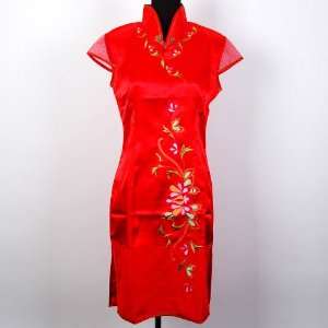  Elegant Floral Cheongsam Mini Dress Red Available Sizes 0 