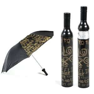  Fashion Wine Bottle Deco Umbrella Black Graffiti Text 