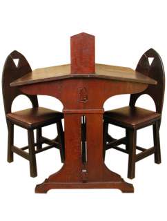   Set of antique LIMBERT Partner Desk w/ 2 Chairs stickley era w1100