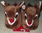 NWT LIGHT UP RUDOLPH RED NOSED REINDEER CHILDRENS SLIPPERS SIZE MEDIUM 