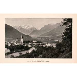  1899 Print Zell Am Ziller Schwaz Tyrol Austria Alps Church 