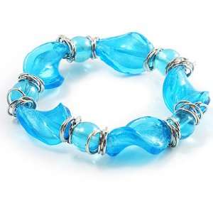  Sky Blue Twisted Flex Glass Bracelet Jewelry