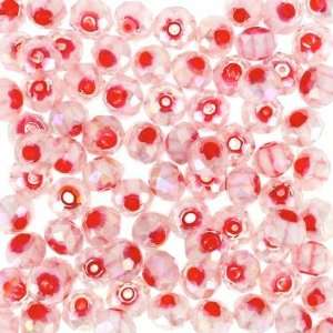  8mm Faceted Rondelle Pink with Red Millefiori Beads with 
