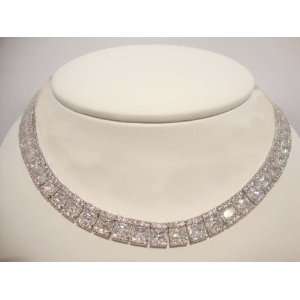  Large Diamond Tennis Necklace in White Gold Everything 
