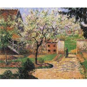  Oil Painting Flowering Plum Tree, Eragny Camille 