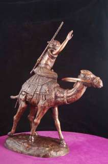 Camel Soldier Real Bronze Statue Arabian Desert  