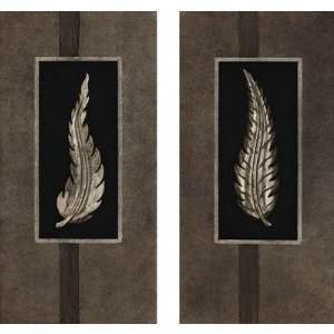  Pewter Leaves by Unknown Platinum Art (Set of 2)   16 x 