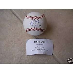 Tom Browning Tristar Pg 9 16 88 Official Signed Ml Ball  