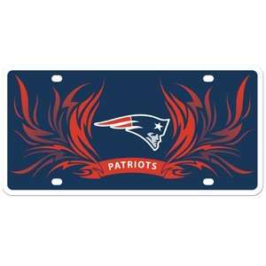 New England Patriots Flame design Styrene License Plate. Officially 