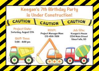 UNDER CONSTRUCTION Birthday Invitations & Labels  