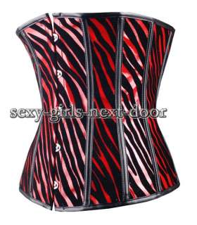 Red & Black CORSET Zebra Print Bustier Underbust S  