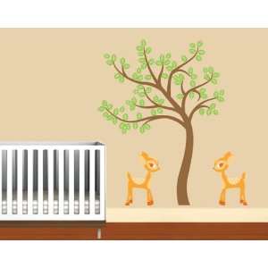 Kids Tree with 2 Baby Deer Vinyl Wall Decal so Cute for Any Room or 
