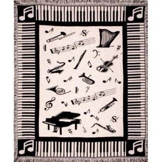 Music Notes Piano & Instruments Afghan Throw Blanket 50 x 60