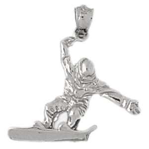   Sterling Silver Pendant Skiing, Snowboarding CleverSilver Jewelry