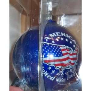  Blown Glass America United We Stand Blue Christmas Ball 