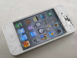 APPLE IPHONE 4S 16GB AT&T WHITE 4 S 1080P **CRACKS IN GLASS 