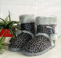 Gray Leopard Womens Winter Snow Boot Warm Shoes 2 Sizes  