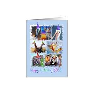  Happy Birthday Boss Colorful Zoo Animals Card Health 