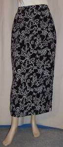 Notations Clothing Co. Long Black Floral Skirt Misses M  