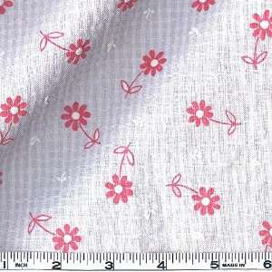  45 Wide Printed Gingham Daisy Mae Hot Pink Fabric By The 