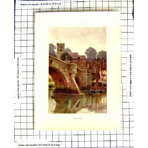   C1850 C1930 Colour Print View Aylesford River Bridge