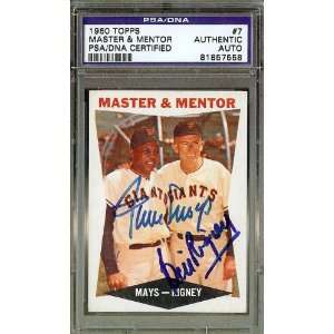  Willie Mays & Bill Rigney Autographed 1960 Topps Card PSA 