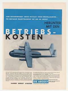 1960 Hawker Siddeley Argosy Aircraft German Ad  