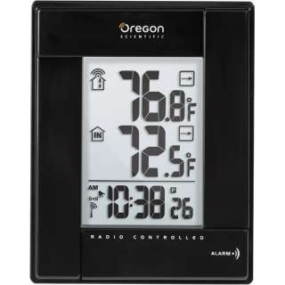   atomic clock Large LCD displays temperature trends and min and
