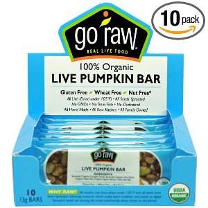 Go Raw Live Pumpkin Bar, 10   13 gram Bars  Grocery 