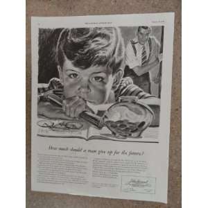 John Hancock Life Insurance, Vintage 40s full page print ad. (little 