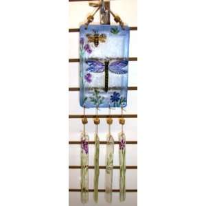  Stained Glass Dragonfly Wind Chime Blue Decorative Patio 