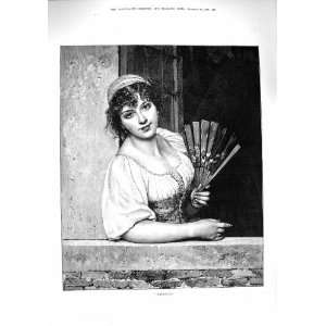   1890 Antique Portrait Beautiful Woman Graziella Lady