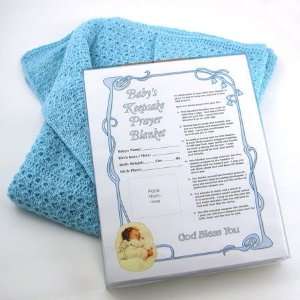  Knit Keepsake Baby Prayer Blanket Gift Set in Blue Baby