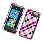 For Sprint HTC Ruby Arrive Phone Check Pink Brown Black 2D Glossy Case 