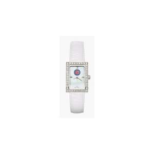  Chicago Cubs Ladies Allure White Leather Strap Watch 