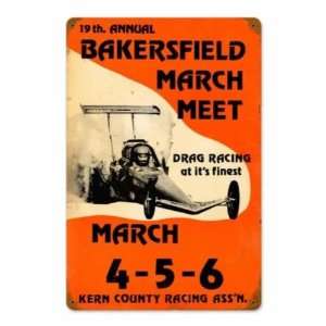  Bakersfield March Meet Drag Race Vintage Metal Sign