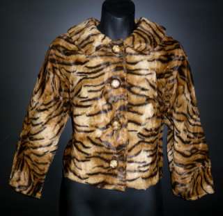 WHAT GOES AROUND COMES AROUND FAUX FUR NATALIA CROPPED TIGER JACKET M 