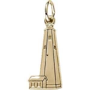  Rembrandt Charms Bald Head Lighthouse Charm, Gold Plated 