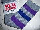 old school knee TUBE SOCKS gray purple blue size 9 11