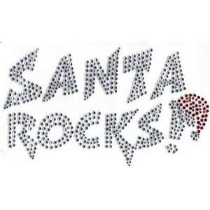  Rhinestone Transfer/SANTA ROCKS w/Santa Cap/Christmas 