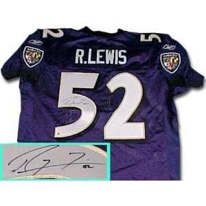  Ray Lewis Baltimore Ravens Autographed Reebok Blue Jersey 