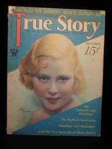 Antique TRUE STORY MAGAZINE Dec. 1933, Issue  