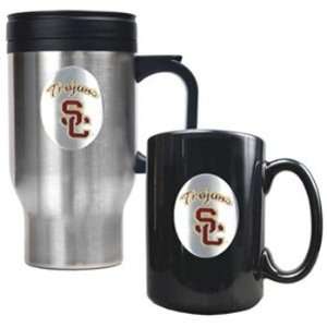  USC Trojans   Stainless Steel Travel Mug & Ceramic Mug Set 