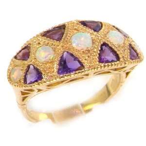   Large Opal & Trillion Cut Amethyst Art Deco Style Ring Ring  Size 6.5