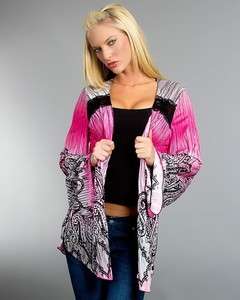 Open Front Travel Asymmetric Paisley Jacket Draping No Wrinkle 1X 2X 