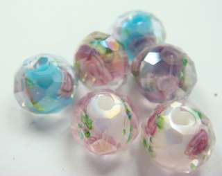  mix 5pcs Lampwork Crystals 10mm rondelles Beads  
