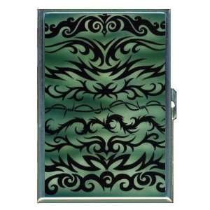 Tribal Tattoo Green and Black ID Holder, Cigarette Case or Wallet 