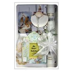  Baptismal Gift Set in English with Candle, Handkerchief 