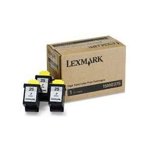  Lexmark 25 Tri Color Ink Cartridge (15M0375)   3 Pack 