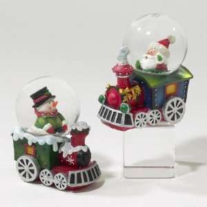   Santa Claus and Snowman Train Christmas Water Globes